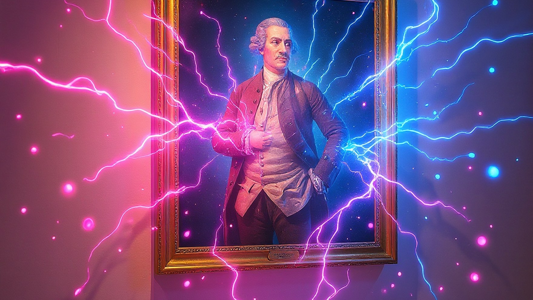 A framed artwork on a gallery wall